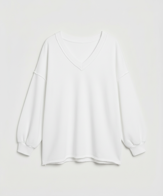 Oversized Damen V-Ausschnitt Sweatshirt | R&B