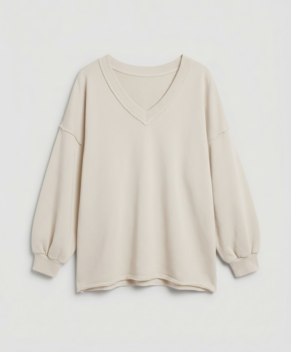 Oversized Damen V-Ausschnitt Sweatshirt | R&B