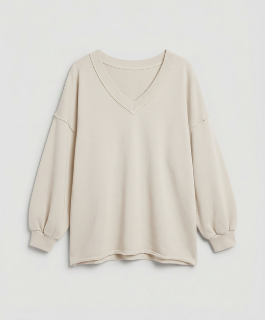 Oversized Damen V-Ausschnitt Sweatshirt | R&B
