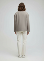 R&B | Damenjacke – Kurze Wolljacke in Beige mit Stehkragen & Knopfverschluss