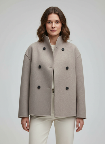Damen Wolljacke Beige mit Stehkragen | R&B