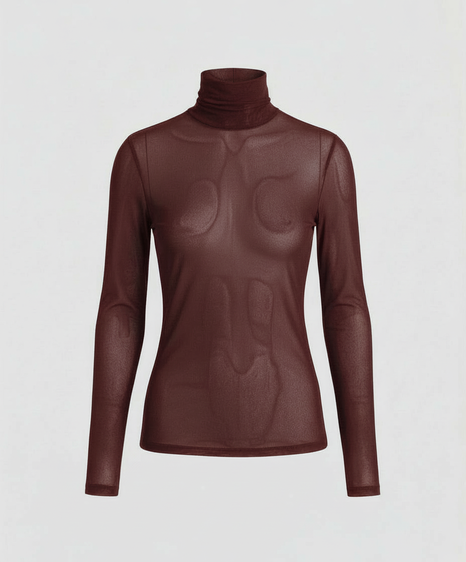 Transparente Turtleneck Bluse Damen | R&B