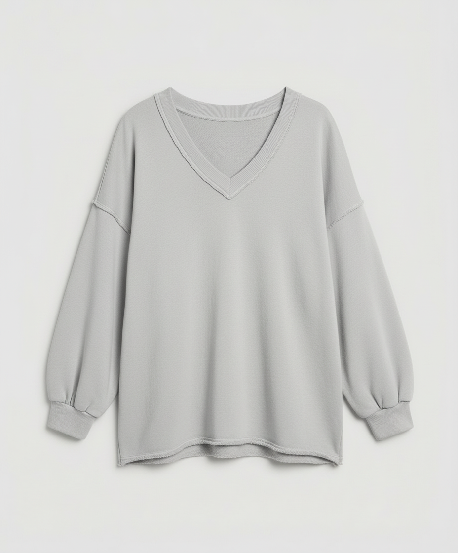 Oversized Damen V-Ausschnitt Sweatshirt | R&B