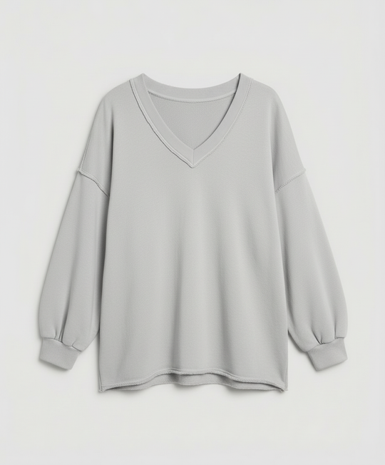 Oversized Damen V-Ausschnitt Sweatshirt | R&B