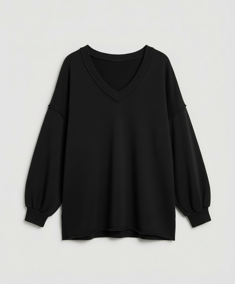 Oversized Damen V-Ausschnitt Sweatshirt | R&B