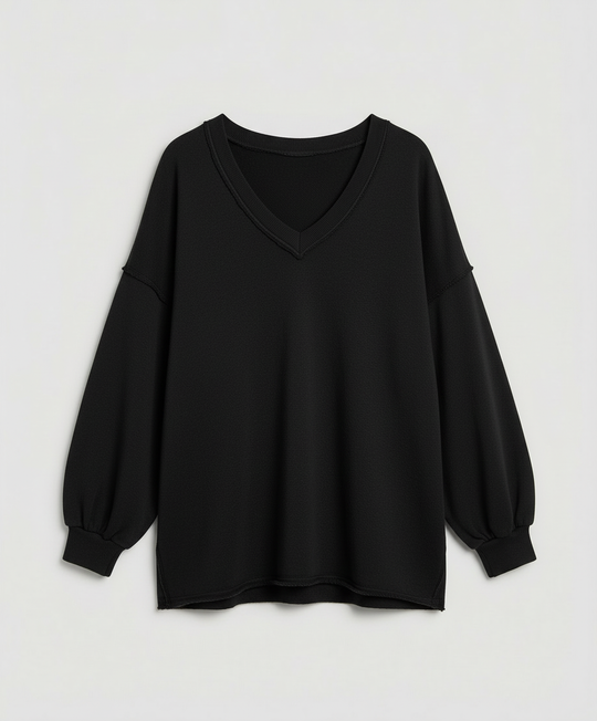 Oversized Damen V-Ausschnitt Sweatshirt | R&B