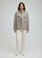 Damen Wolljacke Beige mit Stehkragen | R&B