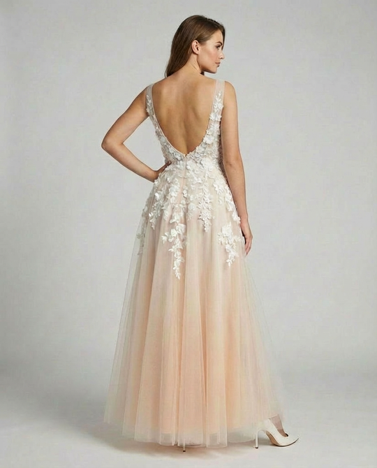 R&B | Elegantes Hochzeitskleid Stickerei Langer Rock