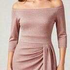 Elegantes Hochzeitsgast Kleid Off Shoulder Lang Satin | R&B