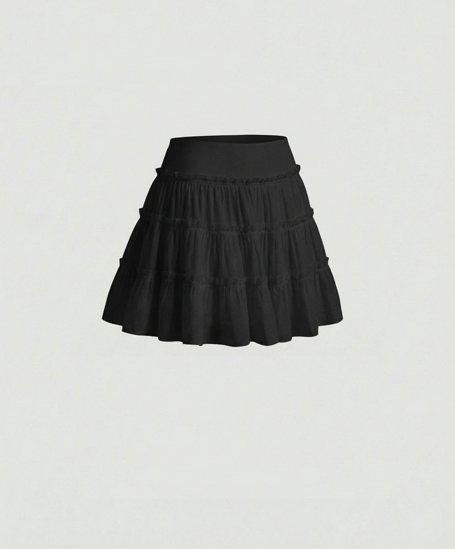 Damen High Waist Faltenrock A-Linie Ballett Stil Kuchenrock