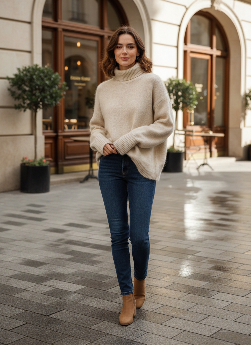 Eleganter Weicher Damen Rollkragenpullover
