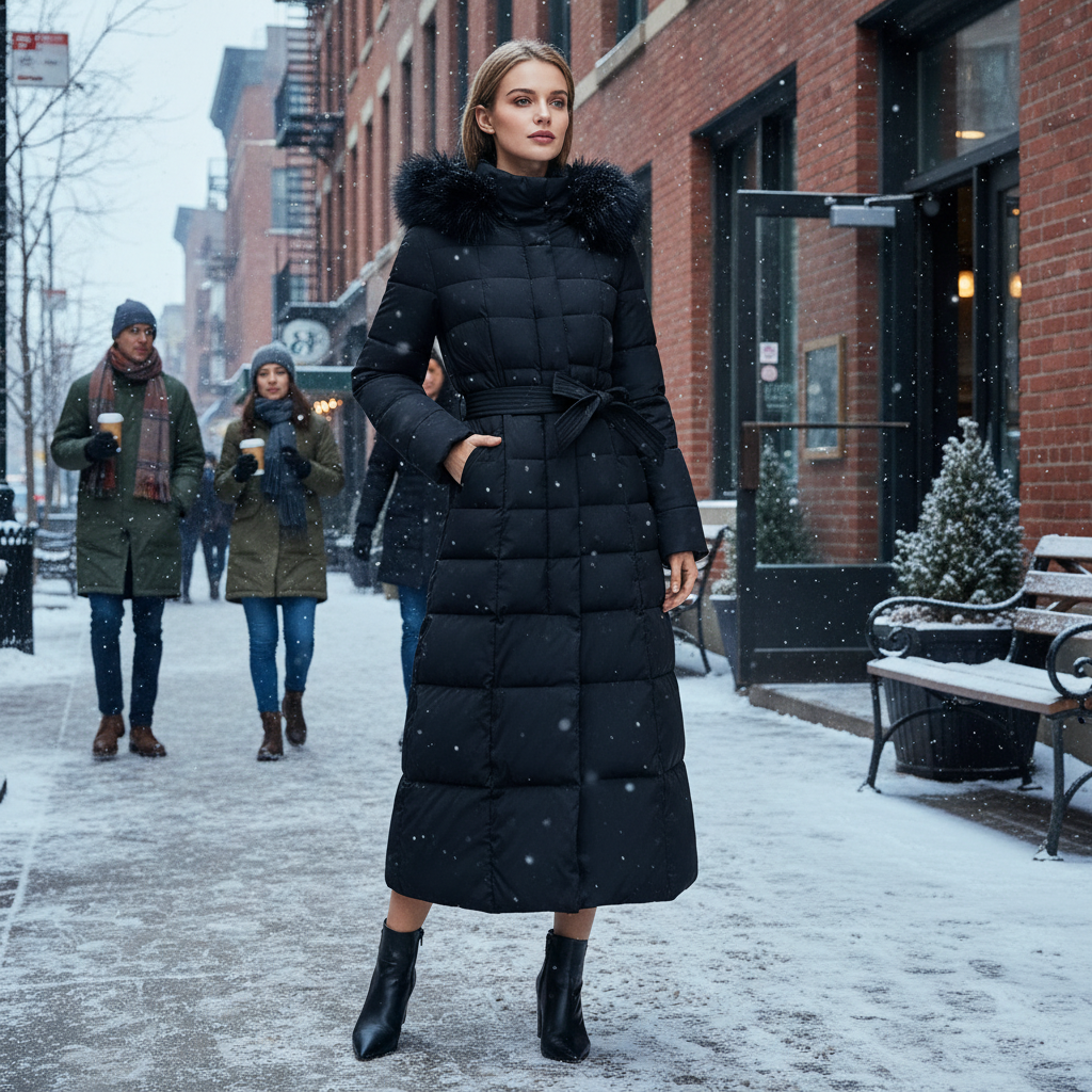 Warmer Eleganter Langer Damen Wintermantel