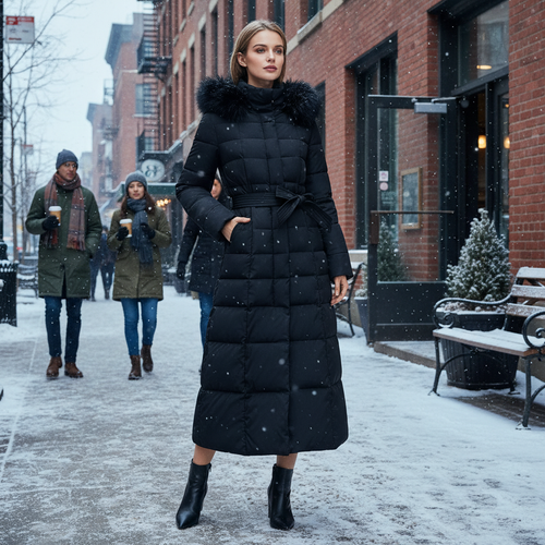 Warmer Eleganter Langer Damen Wintermantel