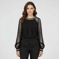 Mesh-Pailletten Damen Top | R&B
