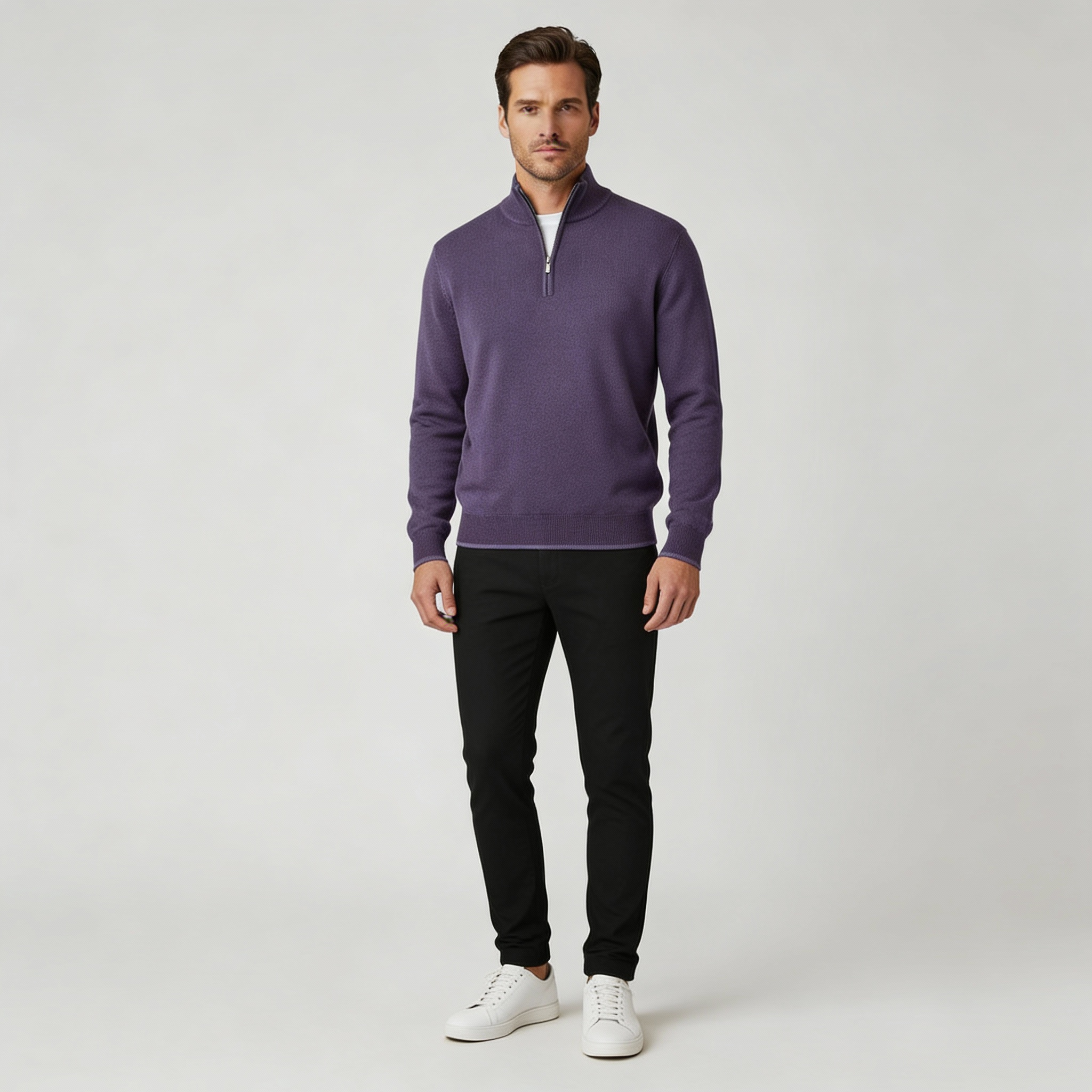 Eleganter Merino Komfort Pullover Damen Reißverschluss Moderne Strickware | R&B