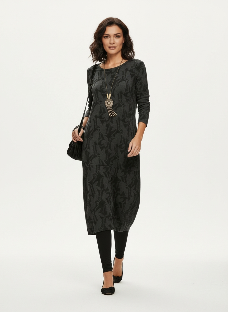 Bedrucktes Winter Strickkleid