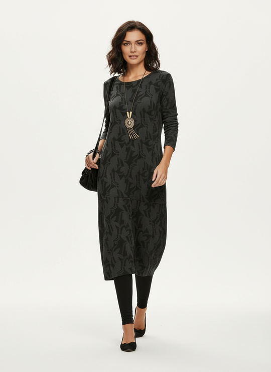 Bedrucktes Winter Strickkleid
