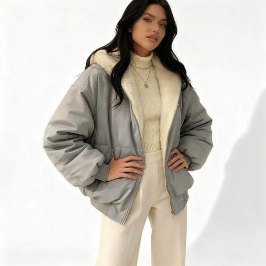 Komfort Fit Oversized Thermo Fleece Winterjacke Damen