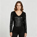 Glitzernde Party Eleganz V Ausschnitt Top Damen | R&B