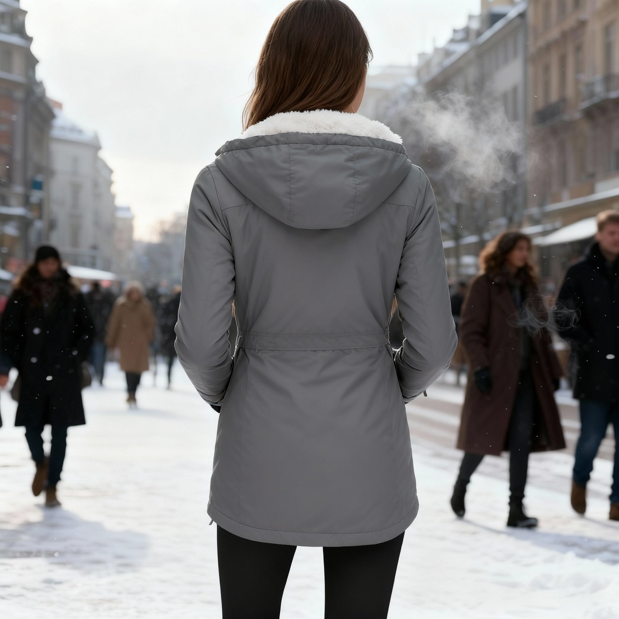 Warme Winterjacke mit Kapuze Damen