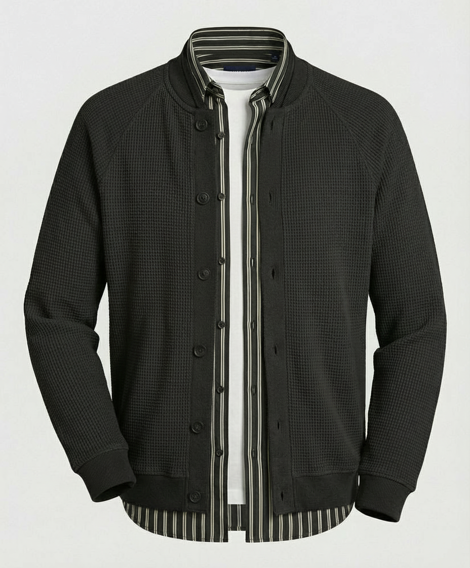 Onun Japanische Waffelstrick Sweatshirt Jacke Sportlicher Cardigan für Herren