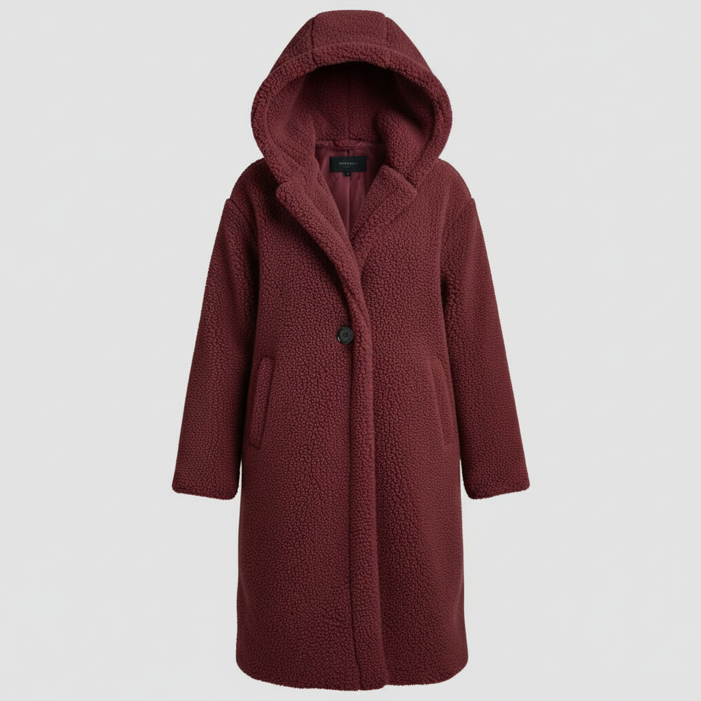 Modischer Teddy Mantel Damen Komfort Langer Mantel Kapuze | R&B