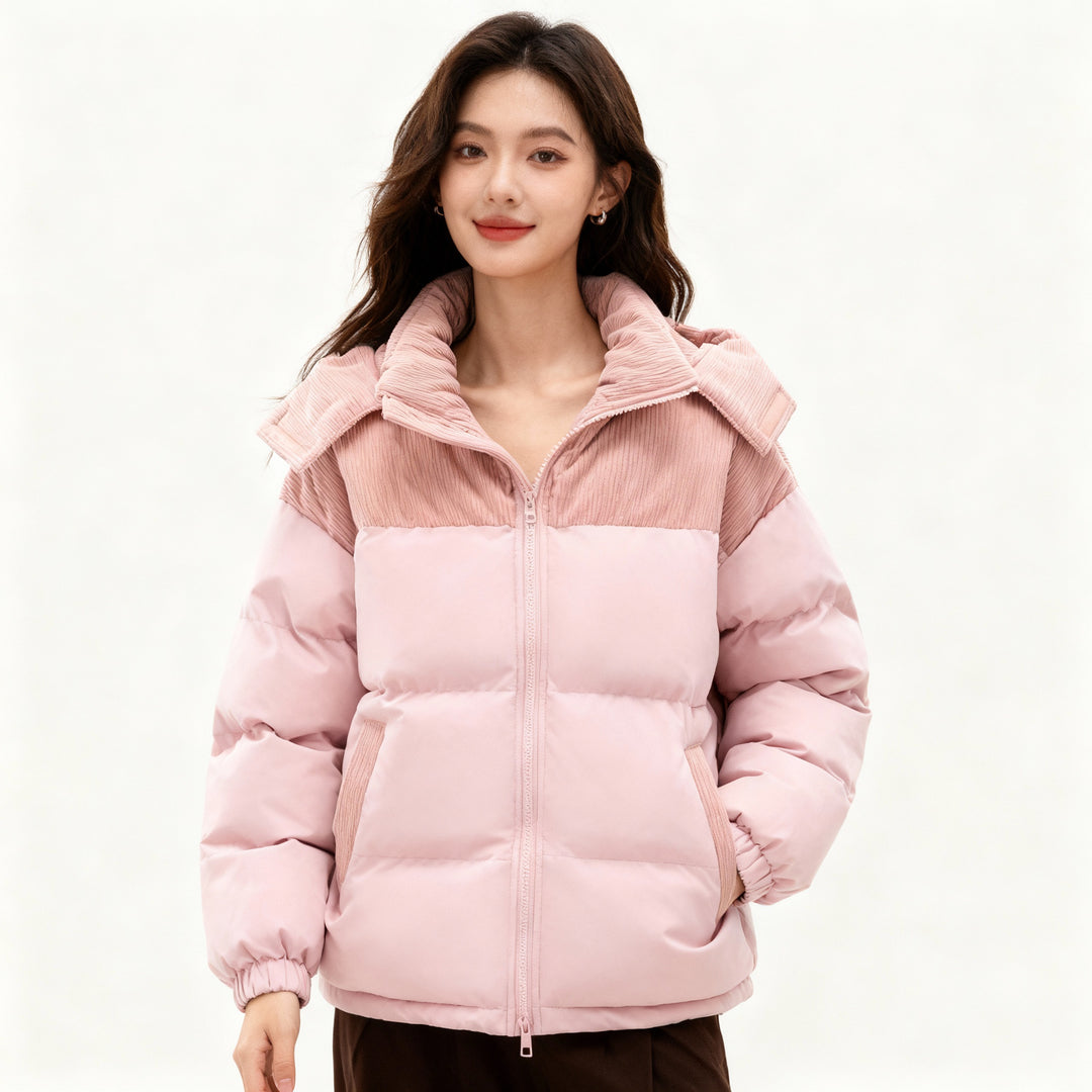 Damen isolierte Pufferjacke mit kuscheligem Innenfutter und verstellbarem Kapuzensystem – R&B
