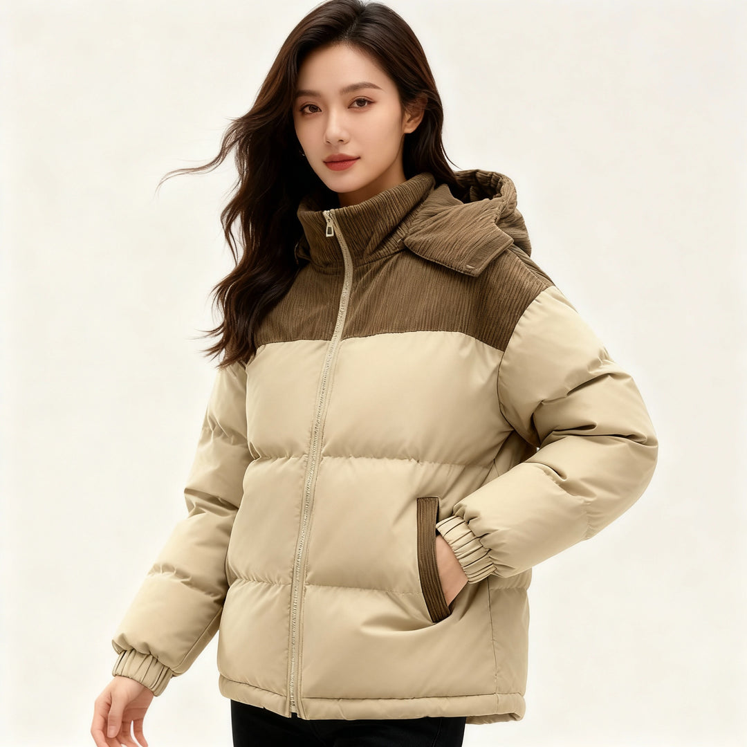 Damen isolierte Pufferjacke mit kuscheligem Innenfutter und verstellbarem Kapuzensystem – R&B