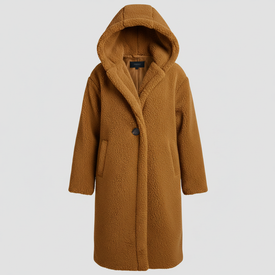 Modischer Teddy Mantel Damen Komfort Langer Mantel Kapuze | R&B
