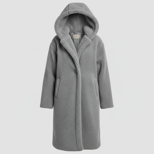 Modischer Teddy Mantel Damen Komfort Langer Mantel Kapuze | R&B