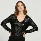 Glitzernde Party Eleganz V Ausschnitt Top Damen | R&B