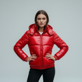 Isolierte Glänzende Kapuzen Damen Winterjacke