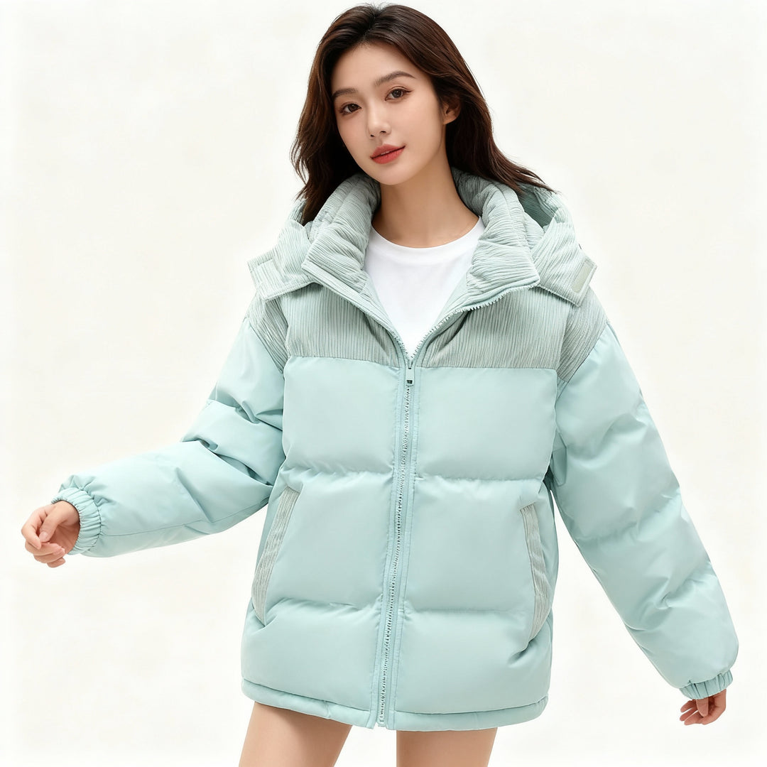 Damen isolierte Pufferjacke mit kuscheligem Innenfutter und verstellbarem Kapuzensystem – R&B
