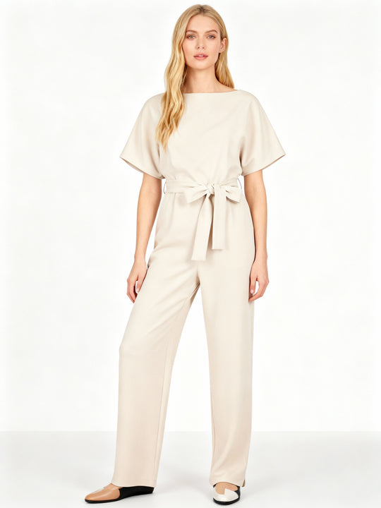 Damen Jumpsuit | Gerader Schnitt, Hohe Taille, Lang, Strickmaterial