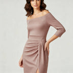 Elegantes Hochzeitsgast Kleid Off Shoulder Lang Satin | R&B