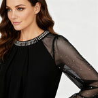 Mesh-Pailletten Damen Top | R&B