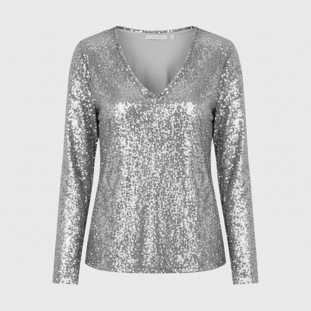 Glitzernde Party Eleganz V Ausschnitt Top Damen | R&B