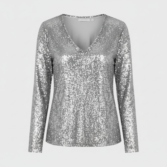 Glitzernde Party Eleganz V Ausschnitt Top Damen | R&B