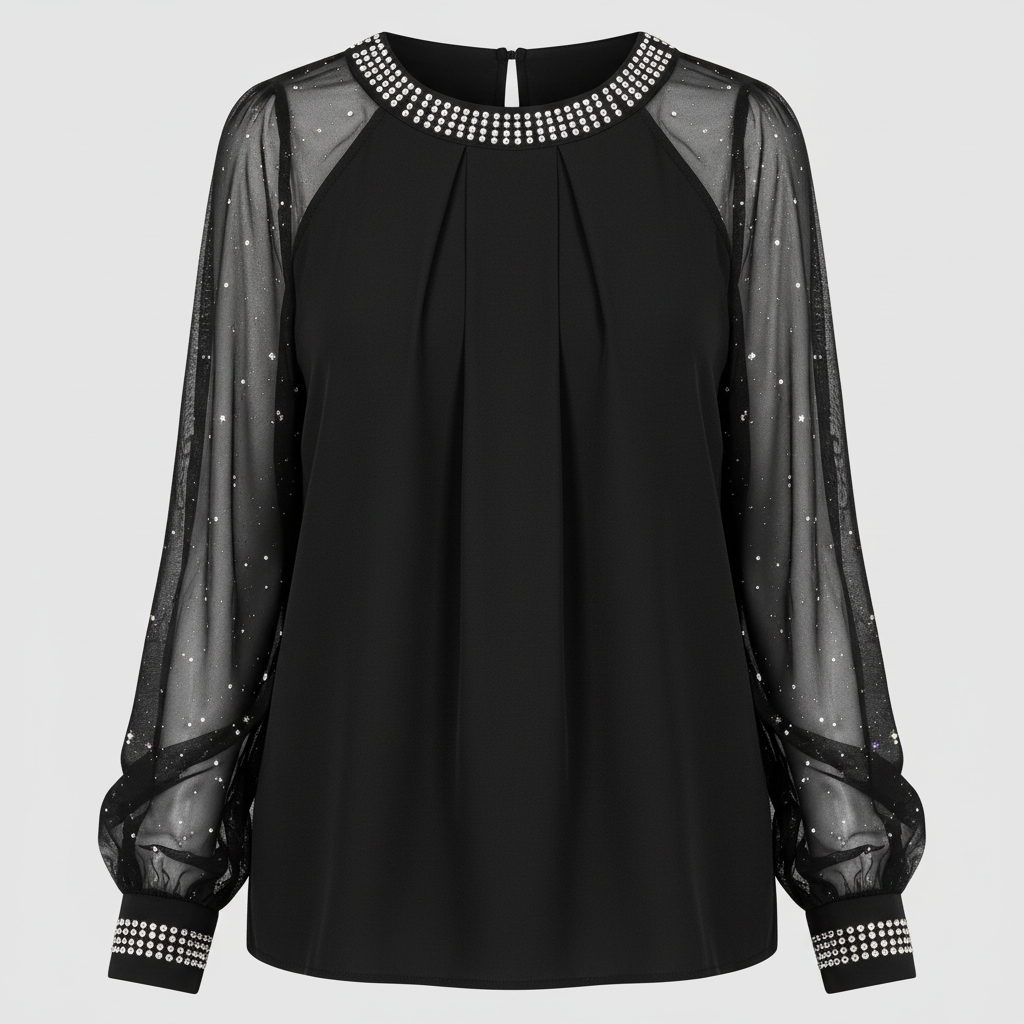 Mesh-Pailletten Damen Top | R&B