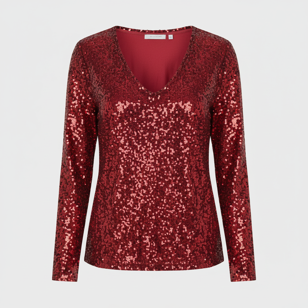 Glitzernde Party Eleganz V Ausschnitt Top Damen | R&B