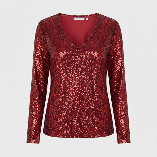 Glitzernde Party Eleganz V Ausschnitt Top Damen | R&B