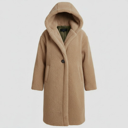 Modischer Teddy Mantel Damen Komfort Langer Mantel Kapuze | R&B