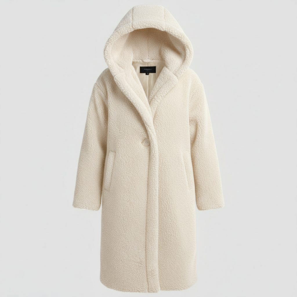 Modischer Teddy Mantel Damen Komfort Langer Mantel Kapuze | R&B