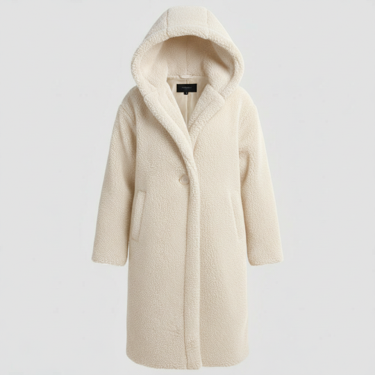Modischer Teddy Mantel Damen Komfort Langer Mantel Kapuze | R&B
