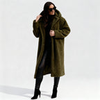 Eleganter Fleece Flauschmantel Damen Lang