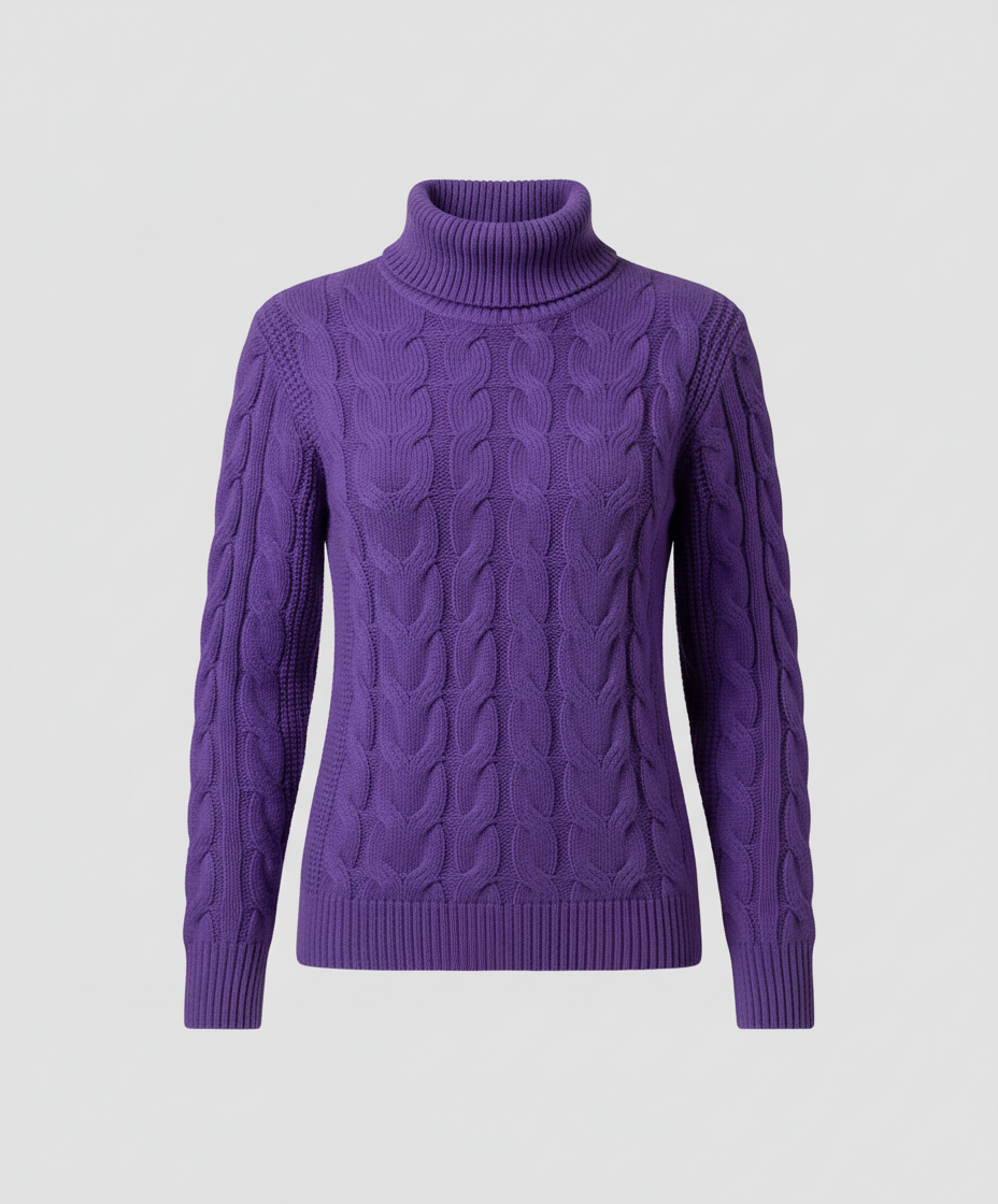 Zopfmuster Rollkragenpullover Damen | R&B