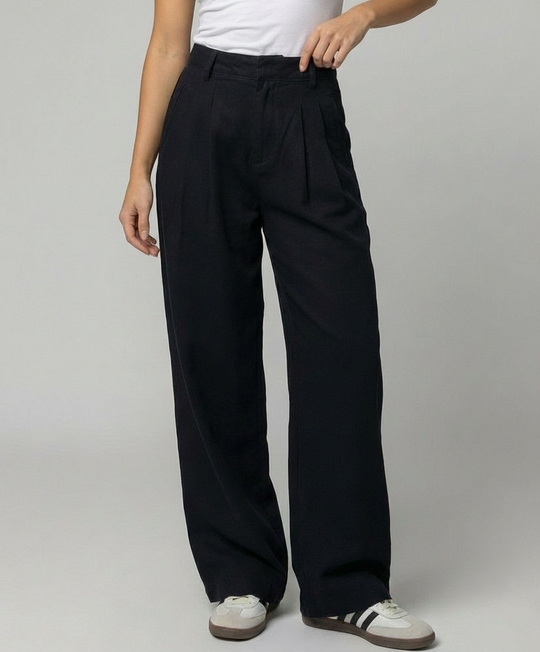 Schwarze High-Waist Straight Jeans Damen Übergröße Locker Bequem
