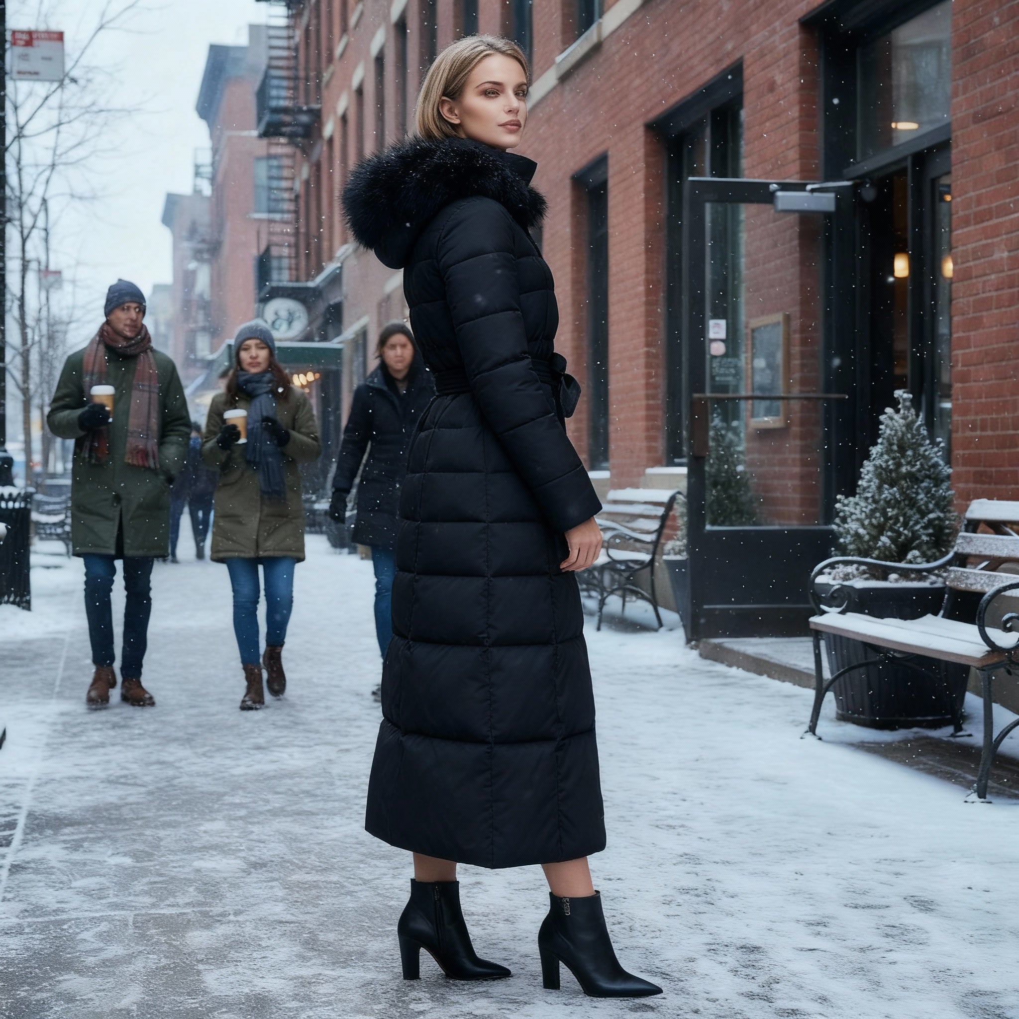 Warmer Eleganter Langer Damen Wintermantel