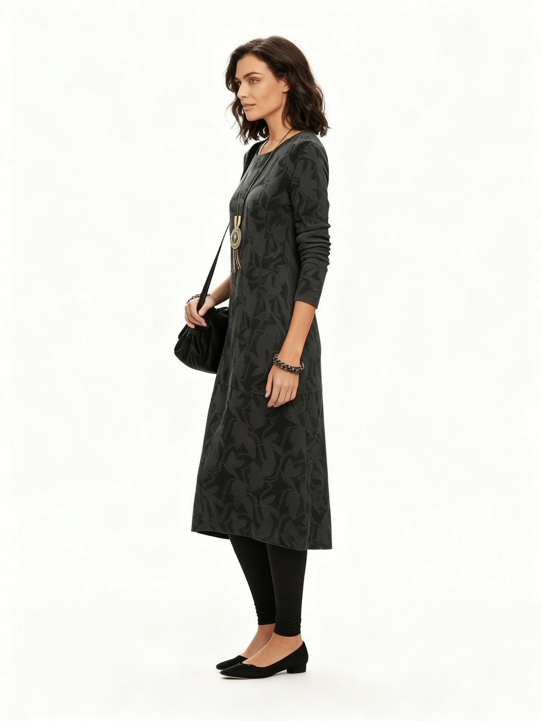 Bedrucktes Winter Strickkleid