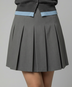 Grauer Faltenrock im Preppy-Look High Waist A-Linien Minirock